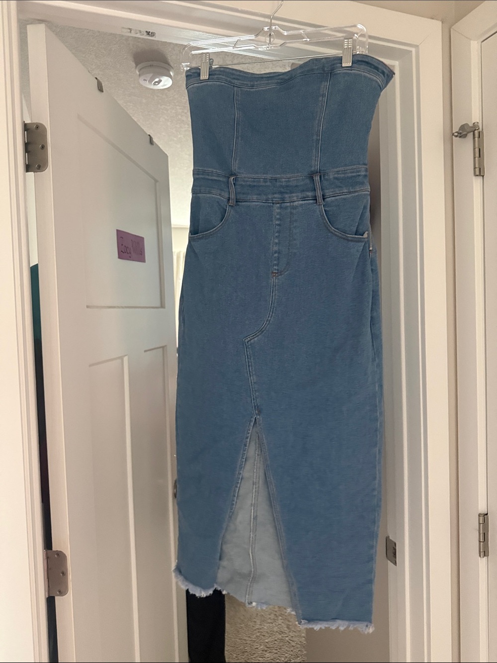 Dry Goods Strapless Denim Midi Skirt - Light Blue